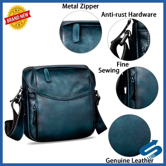 Genuine Leather Messenger Bag Crossbody Satchel Work Business Daily Purse